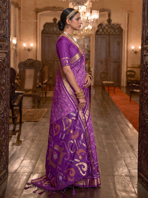 Lavender Soft Silk Woven Saree with Purple Pallu