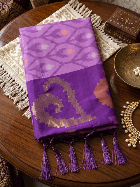 Lavender Soft Silk Woven Saree with Purple Pallu