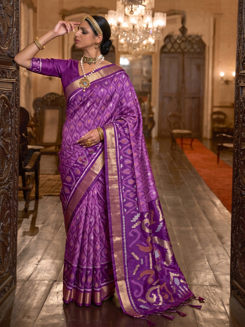 Lavender Soft Silk Woven Saree with Purple Pallu
