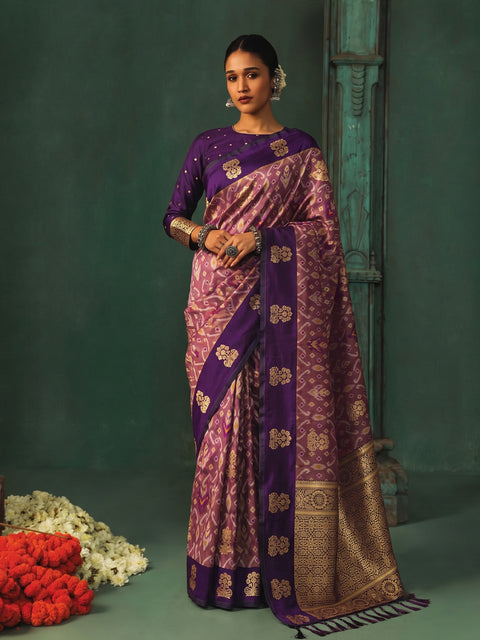 Purple Silk Woven Saree with Rich Zari Pallu