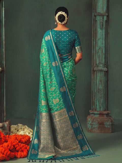 Rama Green Silk Woven Saree with Rich Zari Pallu