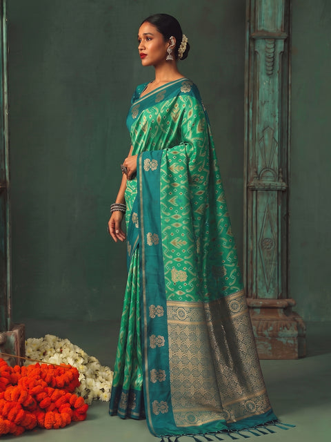 Rama Green Silk Woven Saree with Rich Zari Pallu