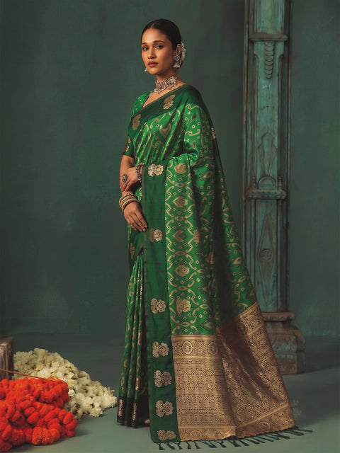 Green Silk Woven Saree with Rich Zari Pallu