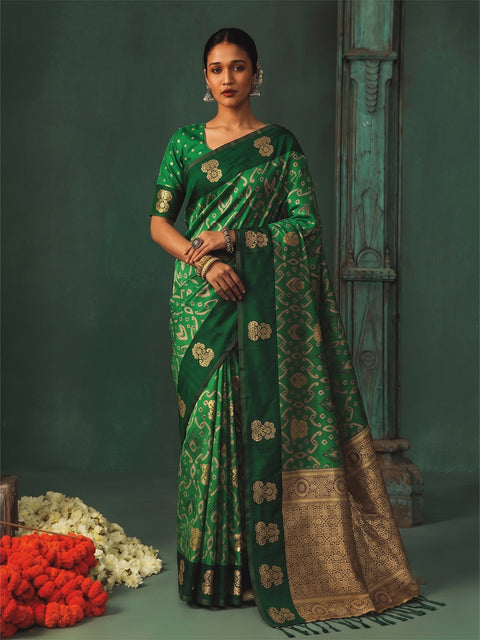 Green Silk Woven Saree with Rich Zari Pallu