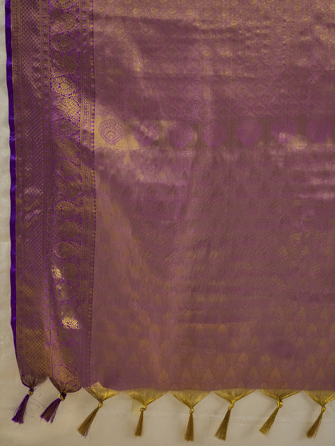 Lavender Kanchivaram Silk Woven Saree
