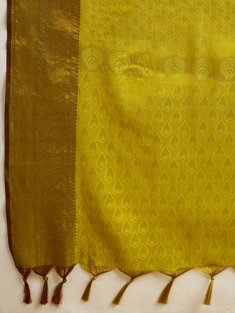 Mustard Kanchivaram Silk Woven Saree