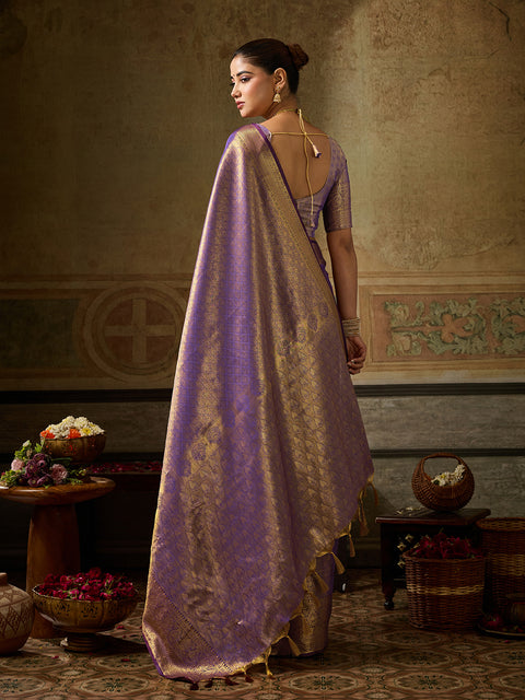 Purple Kanchivaram Silk Woven Saree