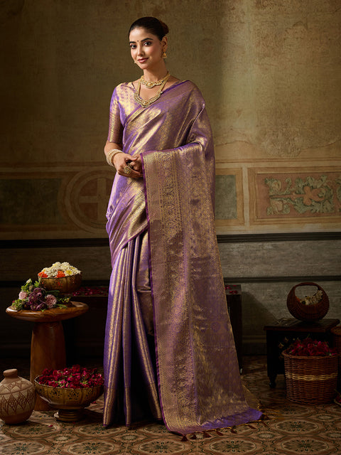 Purple Kanchivaram Silk Woven Saree