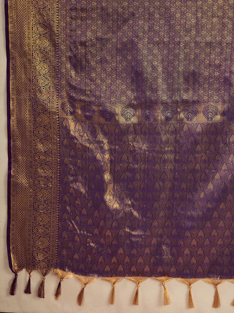 Purple Kanchivaram Silk Woven Saree