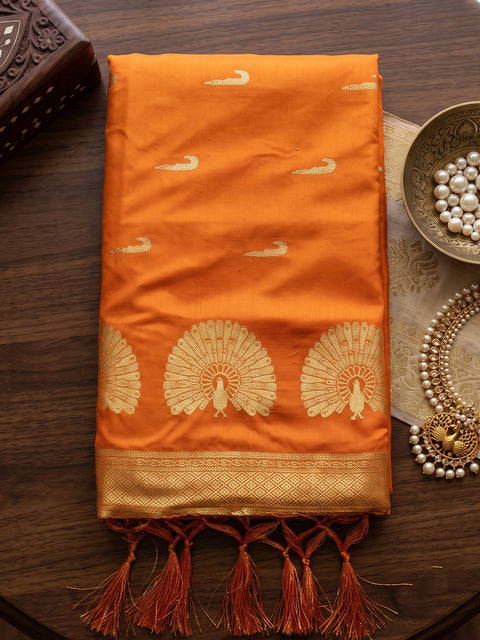 Yellow Soft Silk Gold Buti Woven Saree