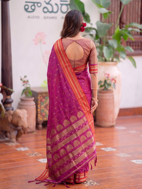 Light Pink Soft Silk Gold Buti Woven Saree