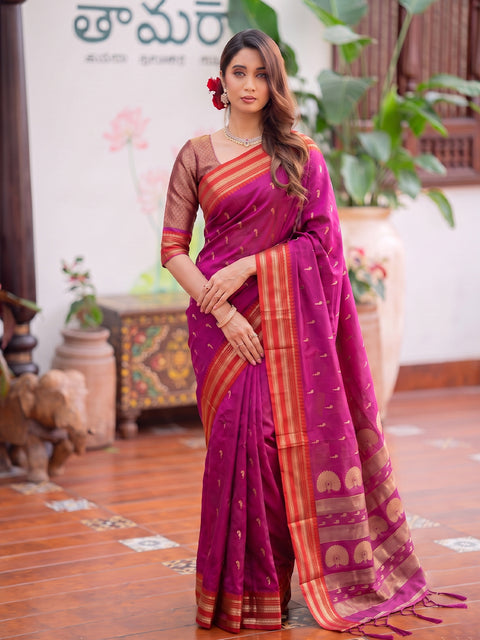 Light Pink Soft Silk Gold Buti Woven Saree