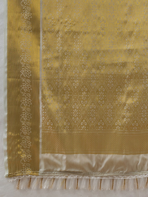 Beige Kanjivaram Silk Woven Saree