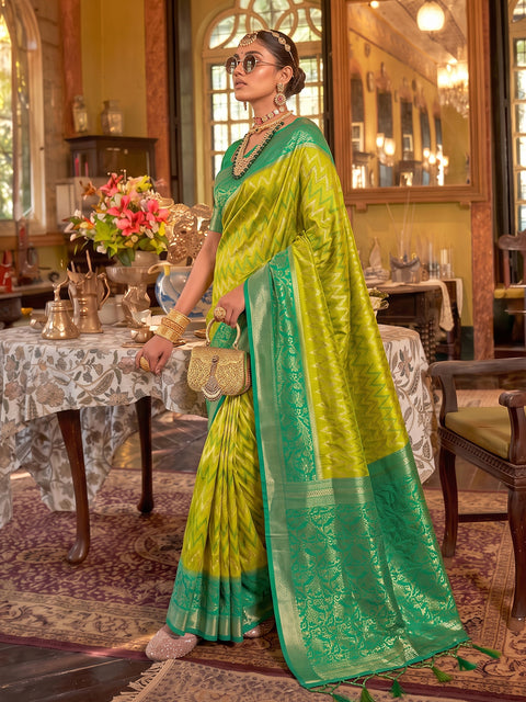 Light Green Silk Zigzag Woven Saree
