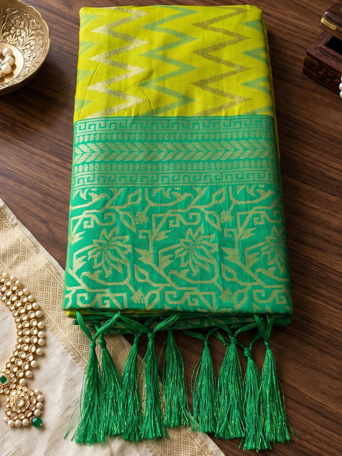 Light Green Silk Zigzag Woven Saree
