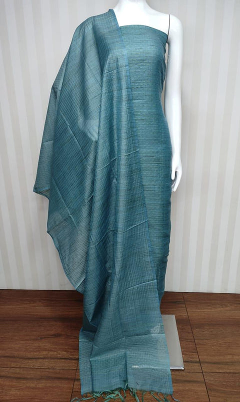 Bamboo Silk Blue Color Unstitched Suit - Trend In Need