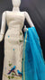 Biege Blue Color Kota Doria Cotton Embroidered Dress Material - Trend In Need