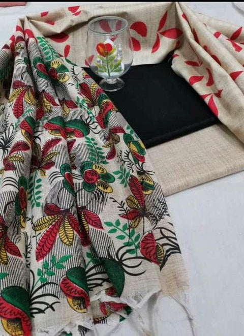 Black Color Matka handwoven cotton silk Dress Material With handwoven cotton silk Dupatta - Trend In Need