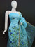 Brush Painted Kota Doria Cotton Mix Blue Color Dress Material - Trend In Need