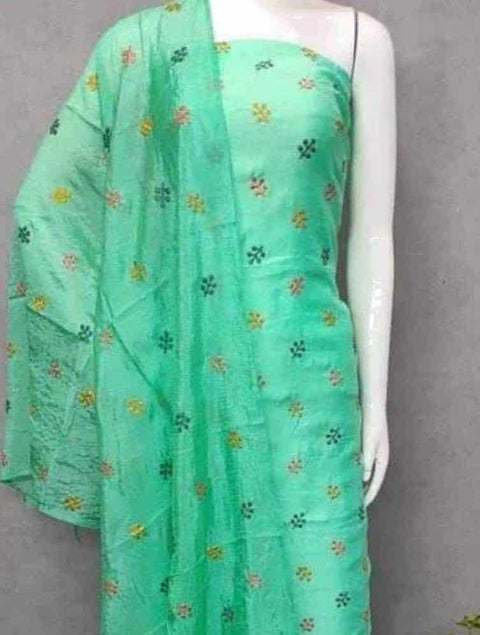 Cotton Silk Green Color Dress Material - Trend In Need