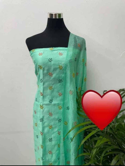 Cotton Silk Green Color Dress Material - Trend In Need