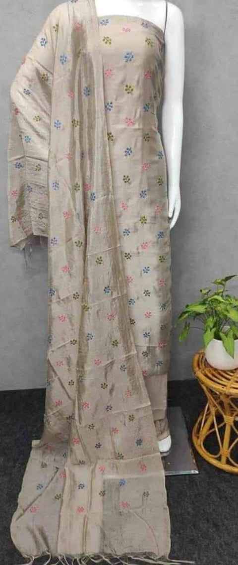Cotton Silk Grey Color Dress Material - Trend In Need