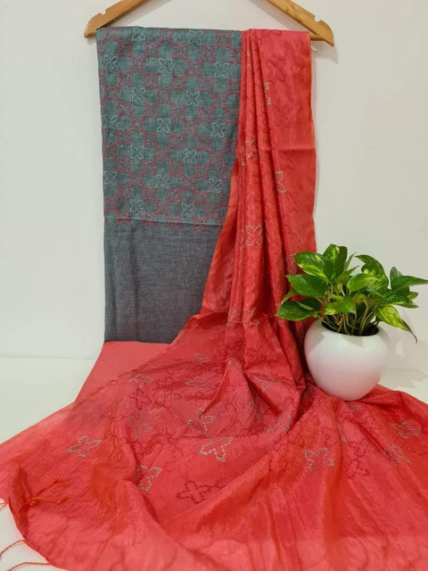 Cotton Silk Grey Color Dress Material - Trend In Need