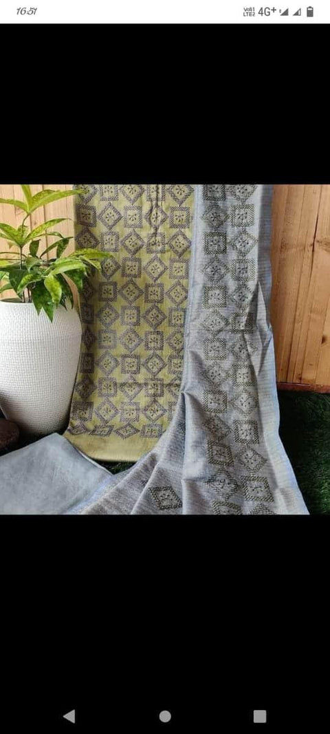 Cotton Silk Grey Color Dress Material - Trend In Need