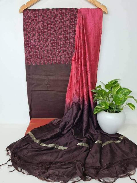 Cotton Silk Pink Color Dress Material - Trend In Need