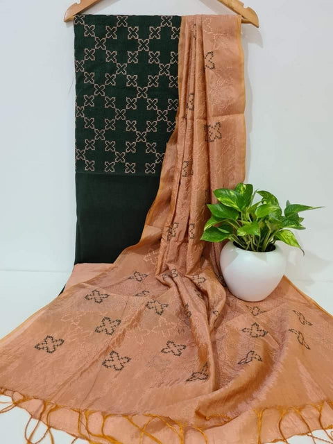 Cotton Silk Rama Green Color Dress Material - Trend In Need
