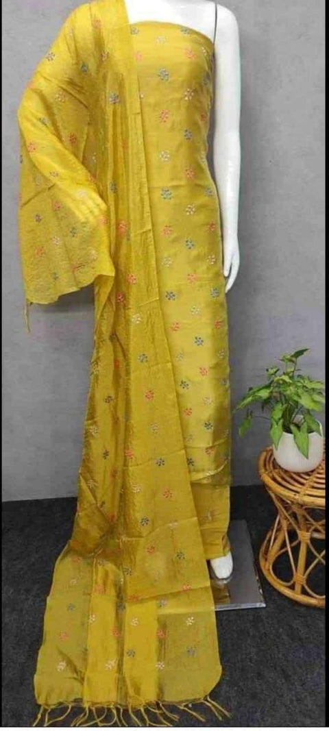 Cotton Silk Yellow Color Dress Material - Trend In Need