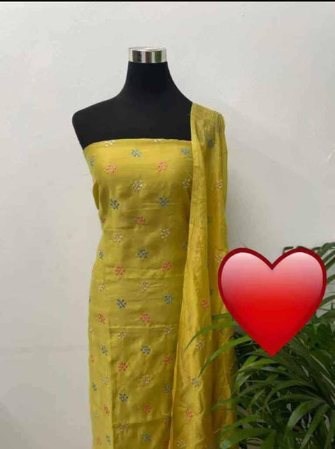 Cotton Silk Yellow Color Dress Material - Trend In Need