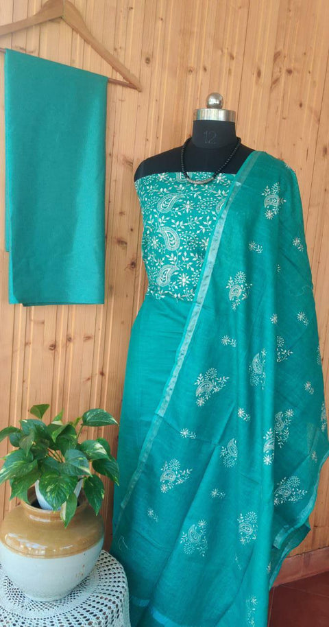Cotton Slub Embroidered Suits - Trend In Need