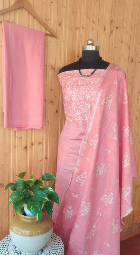Cotton Slub Embroidered Suits - Trend In Need