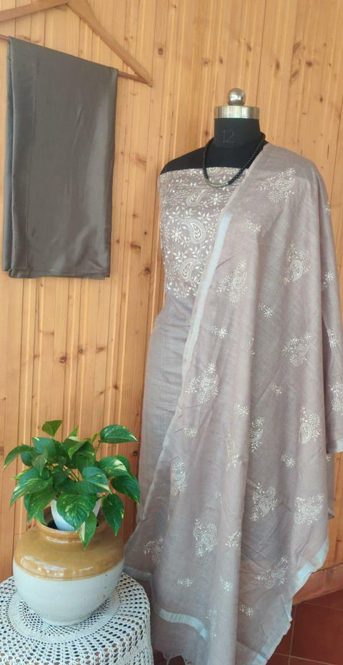 Cotton Slub Embroidered Suits - Trend In Need