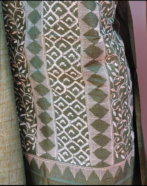 Green Color Matka Cotton Silk Embroidered Work Suit - Trend In Need