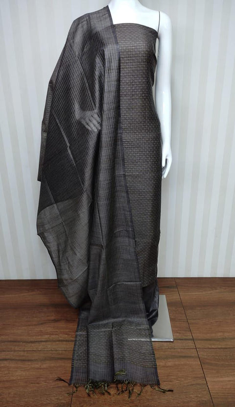 Grey Color Bamboo Silk Unstitched Suit - Trend In Need