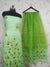 Hand Brush Painted Kota Doria Cotton Mix Green Color Dress Material - Trend In Need
