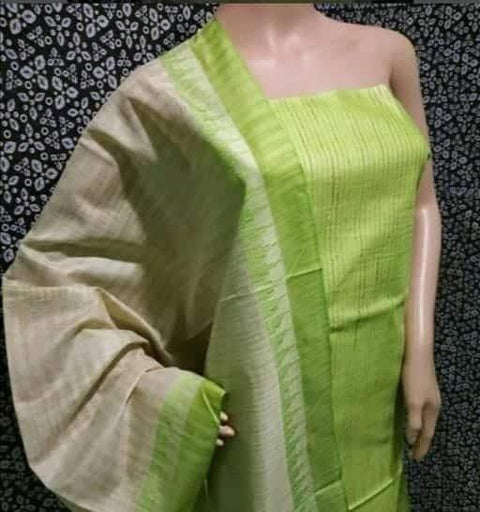 Handwoven Cotton Silk Green Color Dress Material - Trend In Need