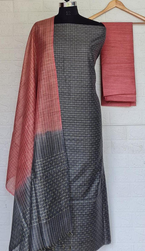 Handwoven Cotton Silk Pink Color Dress Material - Trend In Need