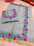 Kota Doria Cotton Aari Work Grey Color Dress Material - Trend In Need