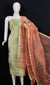 Kota Doria Cotton Block Printed Green Orange Dress Material - Trend In Need