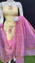 Kota Doria Cotton Block Printed Lemon Color Dress Material - Trend In Need