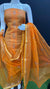 Kota Doria Cotton Block Printed Orange Color Dress Material - Trend In Need
