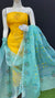 Kota Doria Cotton Block Printed Yellow Color Dress Material - Trend In Need