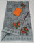 Kota Doria Cotton Grey Color Embroidered Saree with Fine Block Print - Trend In Need