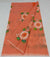 Kota Doria Cotton Mix Orange Color Hand Brush Painted Saree - Trend In Need