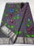Kota Doria Pure Cotton Grey Color Hand Brush Painted Saree - Trend In Need
