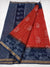 Kota Doria Pure Cotton Hand Block Printed Red Navy Blue Color Saree - Trend In Need