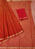 Kota Doria Pure Cotton Red Color Leheriya Print Saree - Trend In Need